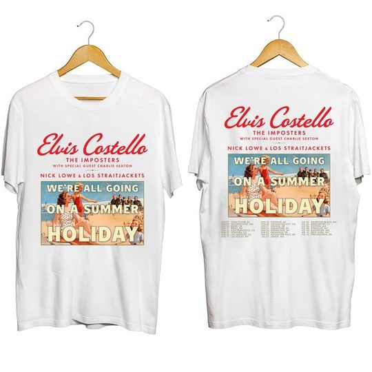 Discover Elvis Costello 2023 Tour Shirt, Elvis Costello We're All Going On A Summer Holiday Tour Shirt