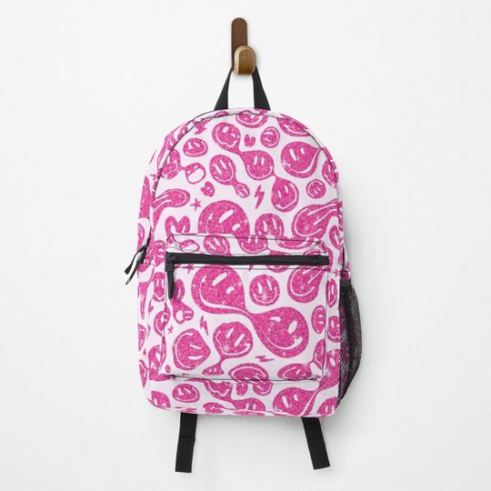 Discover Preppy aesthetic hot pink smiley Backpack