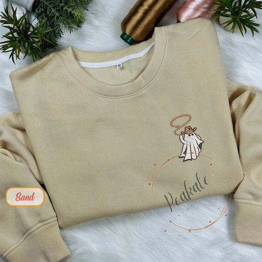 Discover Halloween Sweatshirt, Embroidered Ghost Sweatshirt, Western Boo, Boo Sweatshirt