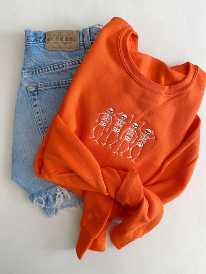 Discover Dainty Dancing Skeletons Embroidered Sweatshirt