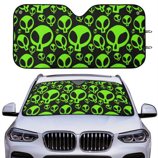 Discover Alien Car Sun Shade for Vehicles Bright Neon Green Space Alien