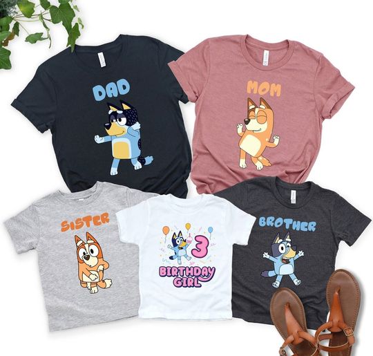 Discover Custom BlueyDad Family Birthday Shirt
