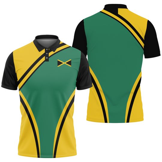 Discover jamaica Polo,  yellow and black, polo, Graphic shirt,