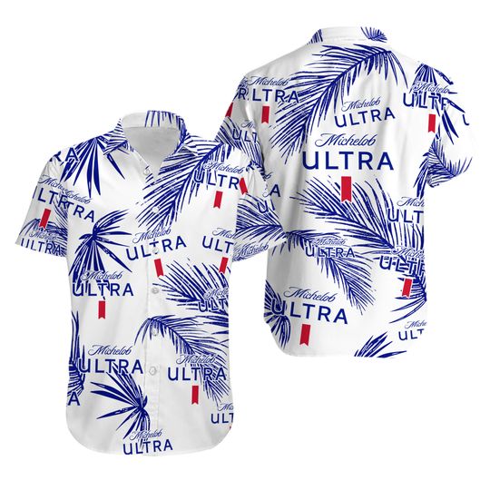 Discover Michelob Ultra Hawaiian Palm Leaves Pattern Shirt
