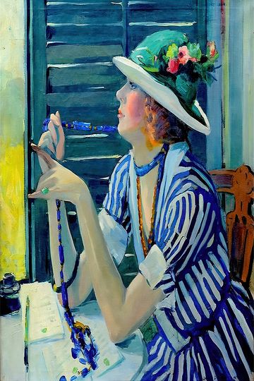 Discover THE ANSWER : Vintage Jane Peterson Oil Painting Print Premium Matte Vertical Poster