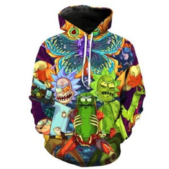 Discover Rick and Rickandmorty 3D All Over Pullover Hoodie