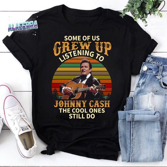 Discover Some Of Us Grew Up Listening To Johnny Cash Anniversary Black Vintage T-Shirt