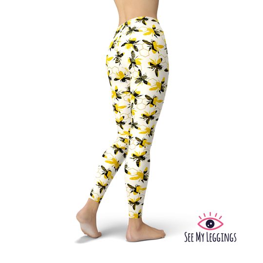 Discover Honey Bees Leggings, High Waist Leggings