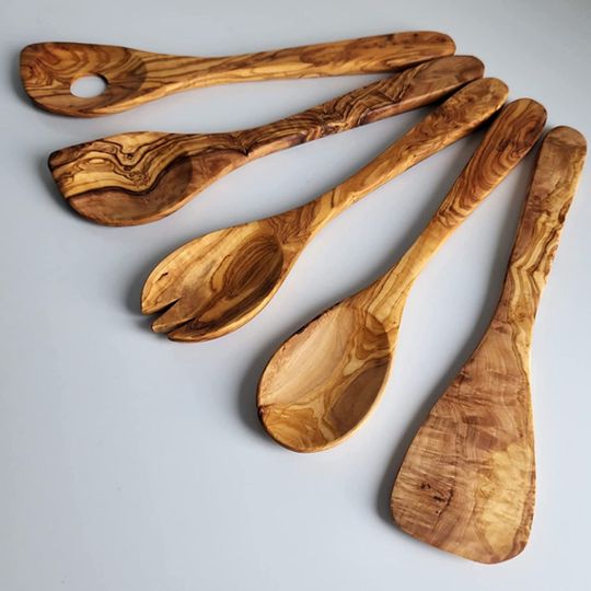 Discover Olive Wood Shovel Spatula Set Cooking 5-Piece Salad Stirring Wooden Spatula Home Cooking