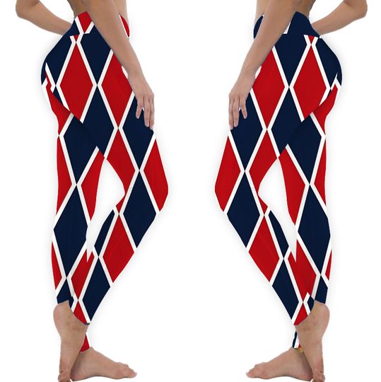 Discover Harlequin Fabric Balck Red Colors Leggings