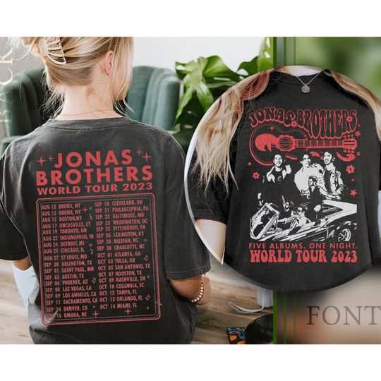 Discover 2 Sides Jonas Brothers T-Shirt, Five Albums One Night Tour 2023 Merch Gift for Fans