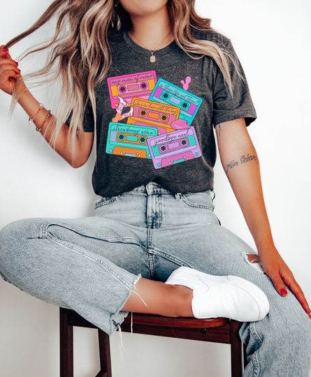 Discover 90s Country Music Cassette Tapes Graphic Tee