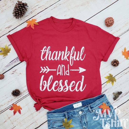 Discover Thankful Blessed T Shirt, Fall T Shirt