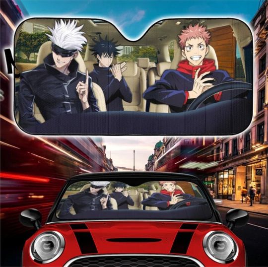Discover Jujutsu Satoru Anime Team Driving Gojo Car Auto Sun Shades