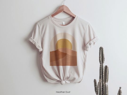 Discover Desert Sun Graphic Tee Shirt | Sun over Sand Minimalist Art t-shirt
