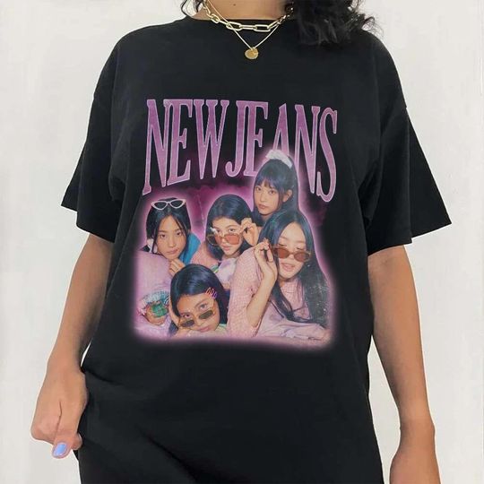 Discover NEWJEANS Shirt, Newjeans Band Girl, Kpop Music Singer Band Vintage T-Shirt
