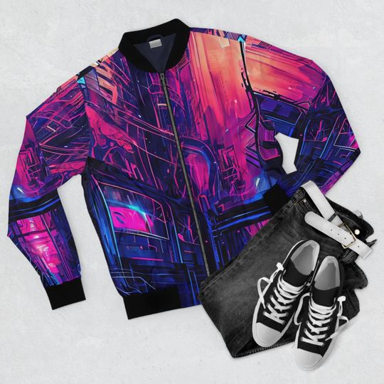 Discover Men's Bomber Jacket, cyberpunk jacket, zip up jacket