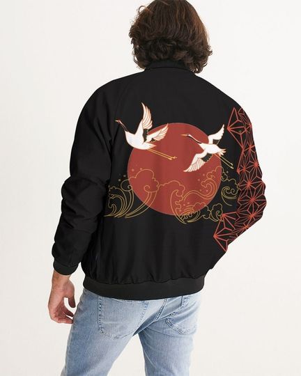Discover Red-Crowned Crane Men's Bomber Jacket