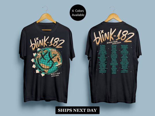 Discover B182 World Tour 2023 2024 Unisex T-shirt, Blink Smile 182 Graphic