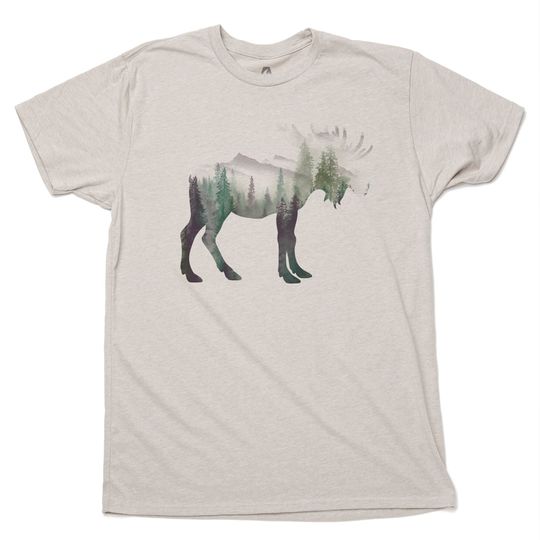 Discover Mens TShirt - Moose Tri-Tone Mountain and Nature Landscape