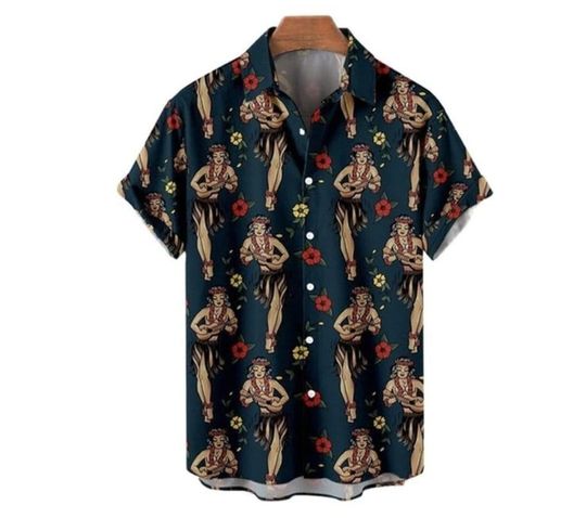 Discover Summer Hawaiian Shirt Men Designer Clothes Sailor Moon Streetwear Beach Mermaid Tunic  Dad Shirt