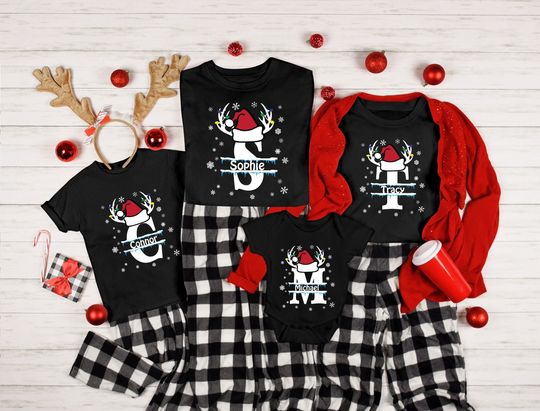 Discover Custom Monogrammed Family Christmas T-Shirt