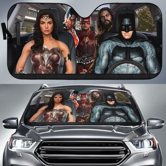 Discover Superhero Team Up Car Sunshade, Movie Characters Lovers Car Windshield