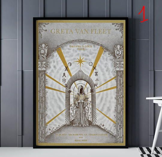 Discover Greta Van Fleet 2023 Posters, Greta Van Fleet Dreams in Gold Tour Posters