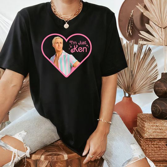 Discover I am Just Ken Enough Shirt, Barbie Inspired Shirt, He's Just Ken and Barbie Shirt, Barbi Movie Shirt Tee