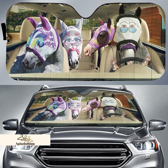 Discover Horse Car Sun Shade, Funny Horse SunShade, Farm Car Shade