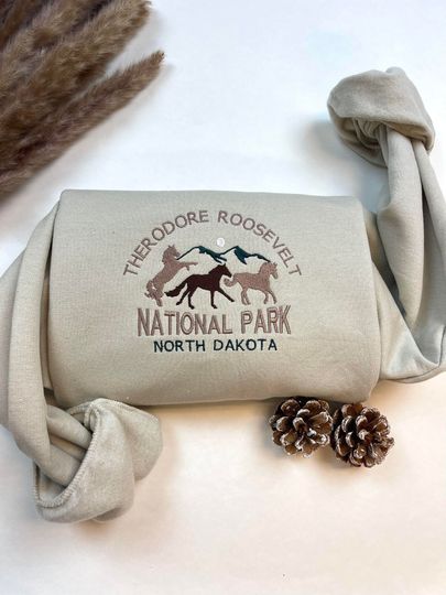 Discover Theodore Roosevelt National Park Embroidered Sweatshirt, North Dakota Sweatshirt
