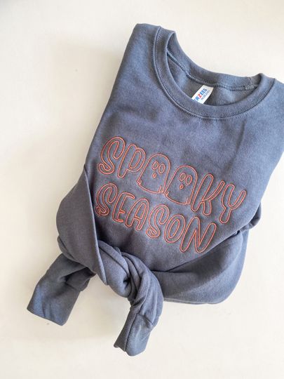 Discover Spooky Season Embroidered Sweatshirt -- Halloween Sweatshirt, Crewneck, Ghost