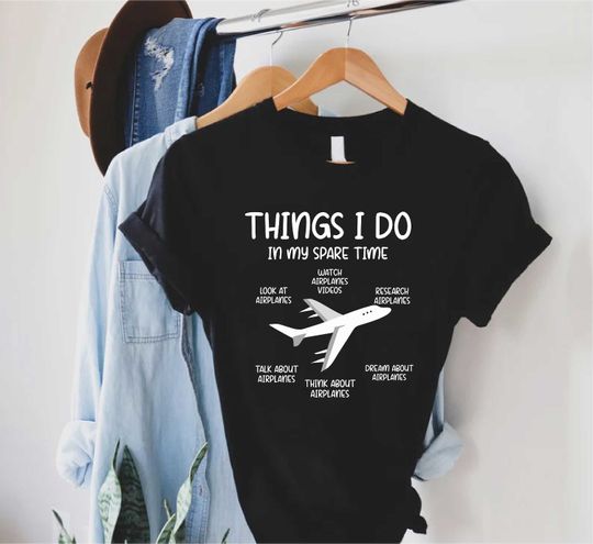 Discover Funny Aviation Shirt,Things I Do In My Spare Time Shirt,Airplane Shirt,Pilot Gifts for Men,Airplane Lover Shirt