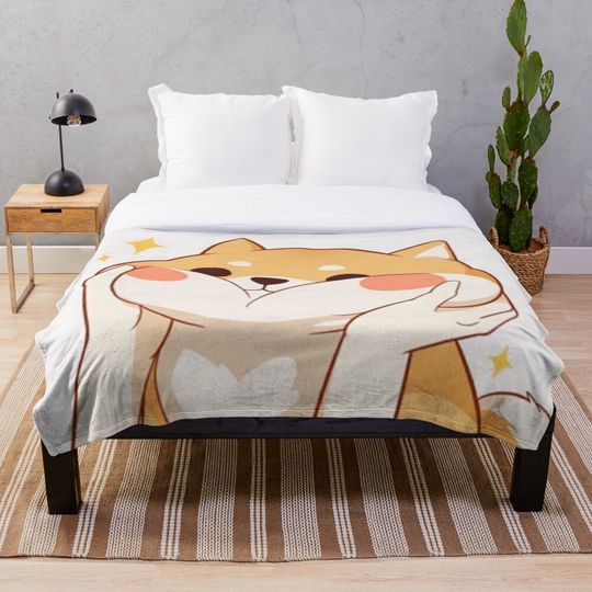 Discover Kawaii Shiba inu Throw Blanket
