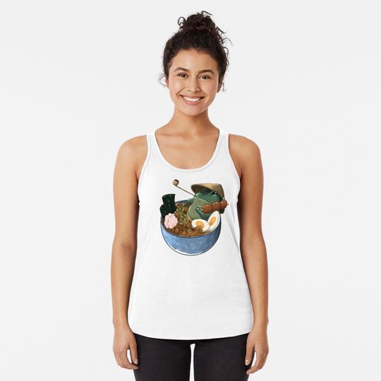 Discover Frog in hot ramen Racerback Tank Top