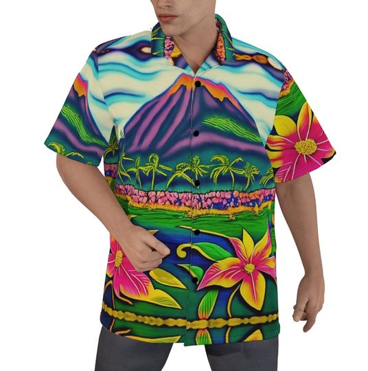 Discover Mountain Rainbow Tropical Aloha Hawaiian Shirt