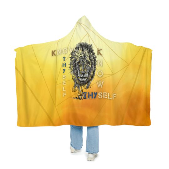 Discover Know Thyself | Royal Lion Art | motivation quotes hooded blanket