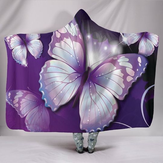 Discover Purple Butterflies Hooded Blanket