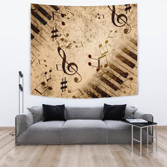 Discover Vintage Piano Musical Notes Tapestry