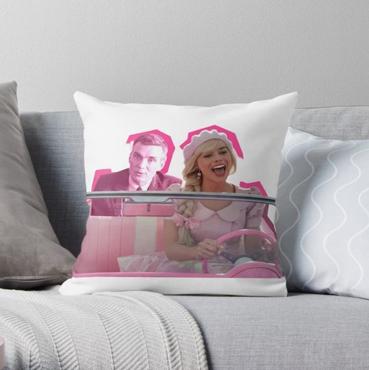 Discover Barbenheimer Throw Pillow
