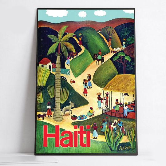 Discover HAITI : Vintage Travel and Tourism Advertising Print Premium Matte Vertical Poster