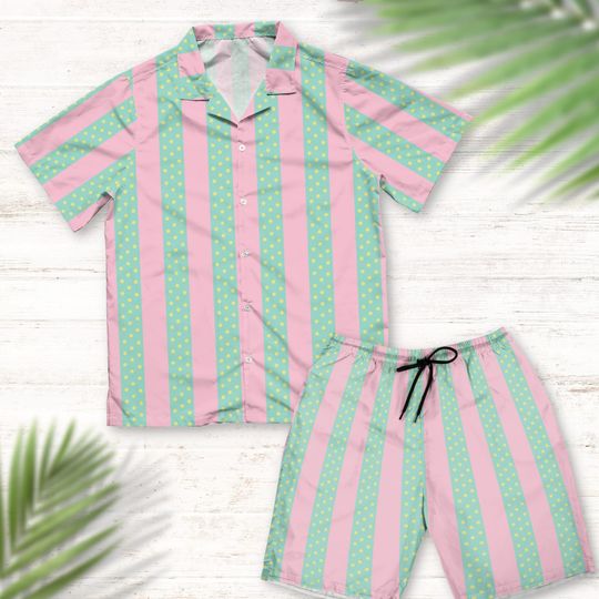 Discover Ken Beach Suit,Ken Green Pink Matching Summer Beach Shirt