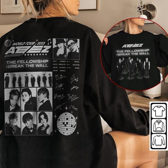 Discover ATEEZ Kpop Shirt, Outlaw Tee, Double Side Ateez World Tour 2023 Sweatshirt