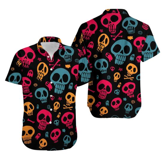 Discover Hawaii Shirt Mens Halloween Skull Printed Shirts