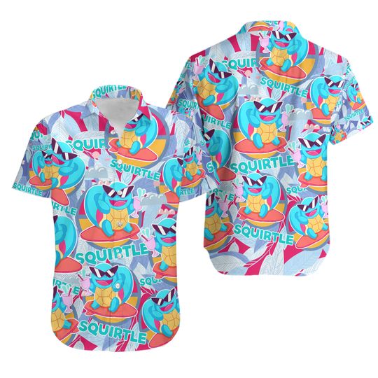 Discover Squirtle Fun Ice Blue Pattern Hawaiian Shirt
