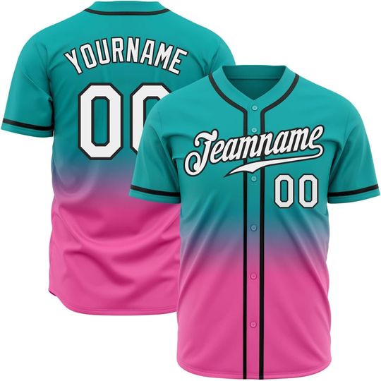 Discover Custom Gradient Baseball Jersey, Personalized Printed Team Name Number