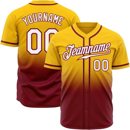 Discover Custom Gradient Baseball Jersey, Personalized Printed Team Name Number