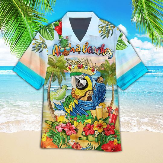 Discover Oktoberfest Parrot Aloha Beaches Beer And Margarita Cocktail Colourful Tropical Flower Aloha Hawaiian Shirts