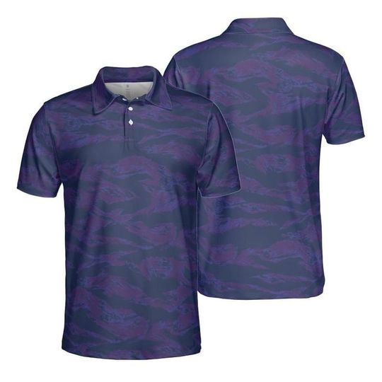 Discover Purple Tiger Stripe Golf Polo