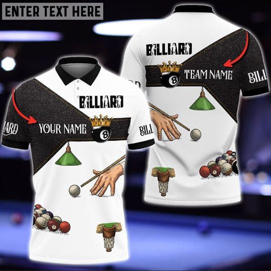 Discover Billiards Star Personalized Name Polo Shirt